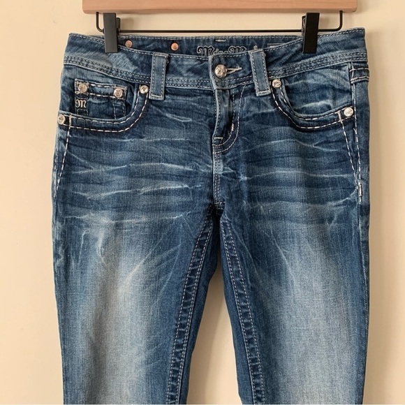 Miss Me Embellished Sequin /Rhinestone Easy Boot Cut Low Rise Jeans 26 - Picture 6 of 13